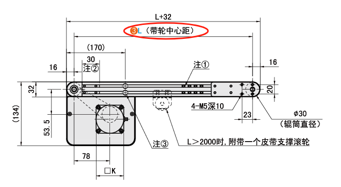 L（帶輪中心距）